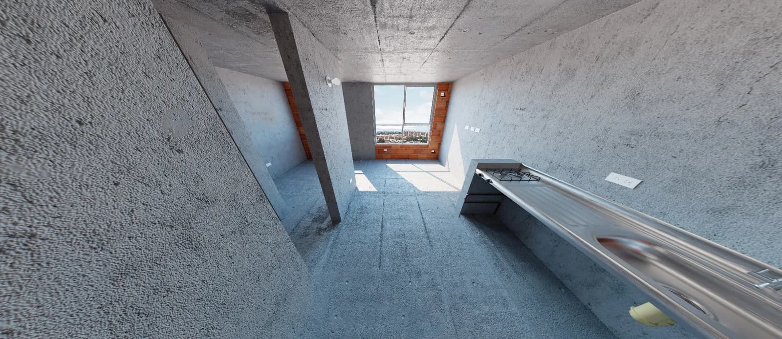 Cocina en obra gris de un apartamento Torre 1 - 2