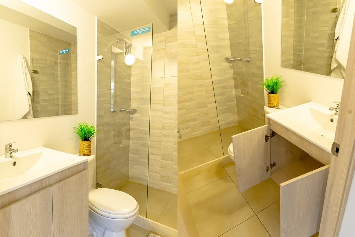 Baño con acabados de un apartamento Torre 3