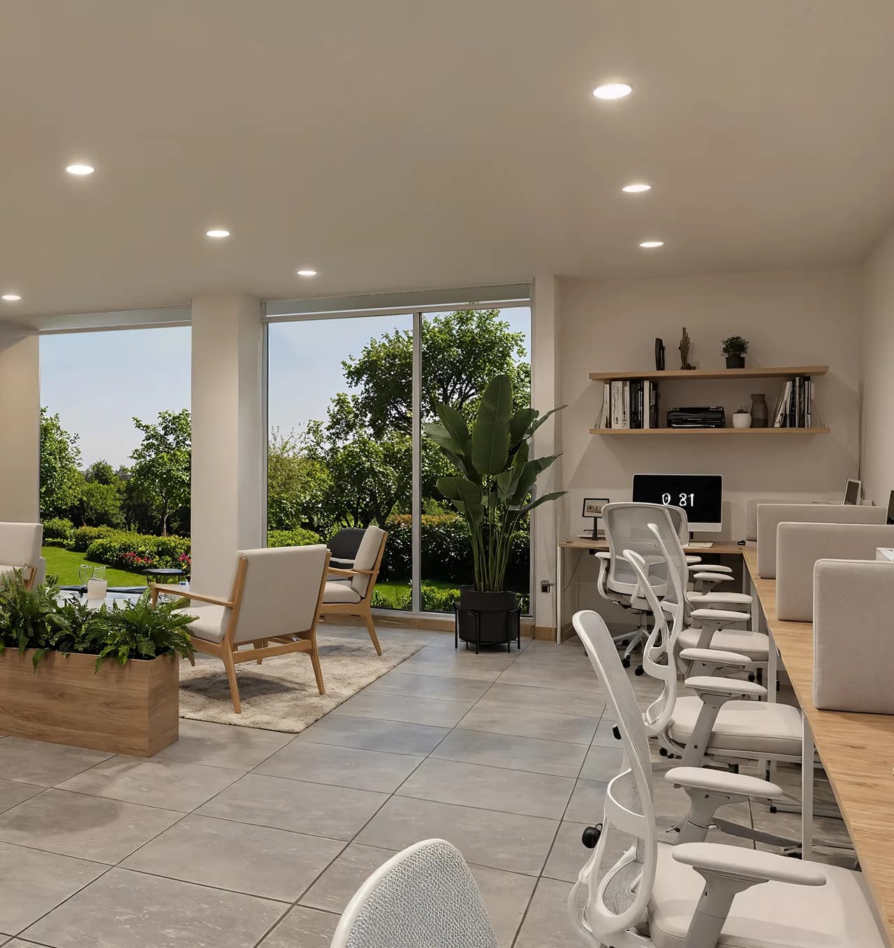 Coworking — zona común del proyecto L80, Calle 80 Bogotá